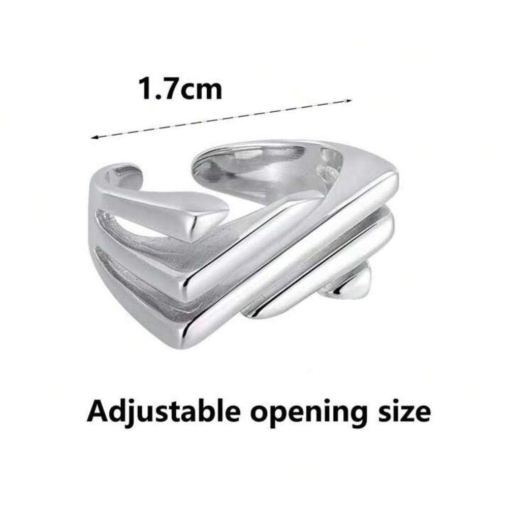 Modern Silver Geometric Ring - Picture 4 of 4
